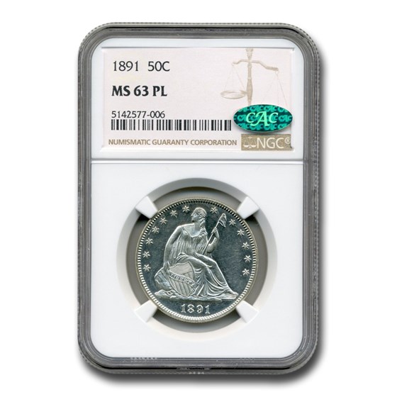 1891 Liberty Seated Half Dollar MS-63 NGC CAC (PL) 1891 Liberty Seated Half Dollar MS-63 NGC CAC (PL)